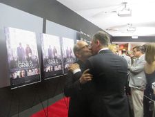 Joel Grey greets Michael Grandage on the red carpet